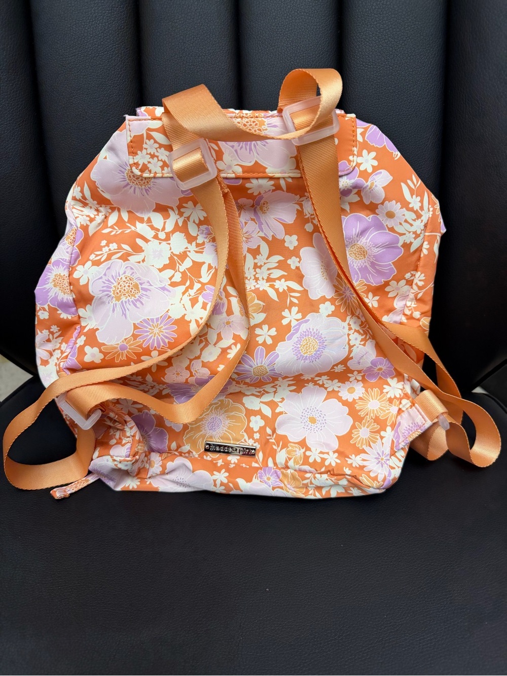 Floral Orange Drawstring Backpack - Picture 2 of 4